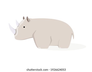 Cute rhino on a white background. Safari Animals