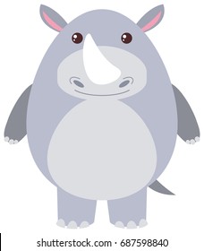 Cute rhino on white background illustration