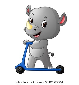 cute rhino riding push scooter