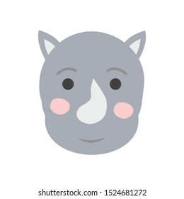 Cute Rhino in Scandinavian style. Hand-drawn. For printing on children's textiles, postcards, wall art.