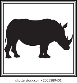 Cute Rhino silhouette, rhino illustration.