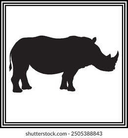 Cute Rhino silhouette, wildlife animal.