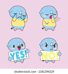 conjunto vectorial de pegatinas de rinoceronte lindo