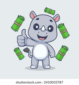 Cute Rhino Thumbs Up With Grass Cartoon Vector Icon
Illustration. Animal Nature Icon Concept Isolated Premium
Vector. Flat Cartoon Style