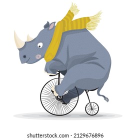 Cute rhino vector. Fun animal illustration. T shirt prints for kids. 