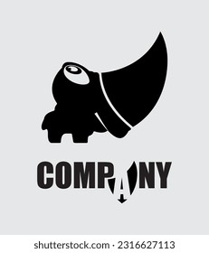 Cute Rhino Vector Logo Design
