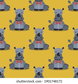 Cute Rhino, Vektorgrafik, nahtlos, einzeln auf gelbem Hintergrund.