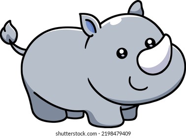 Cute rhinoceros - animal cartoon character - vector illustration