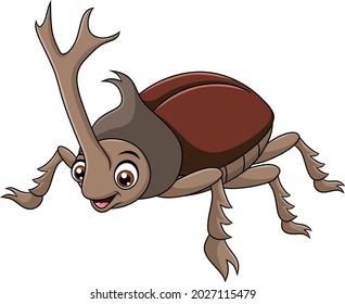 Cute Rhinoceros Beetle Cartoon Vector Illustration