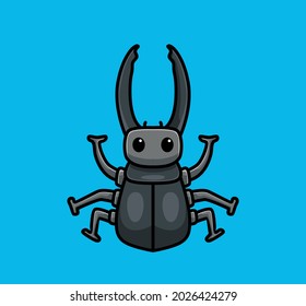 cute rhinoceros beetles symbol. cartoon animal nature concept Isolated illustration. Flat Style suitable for Sticker Icon Design Premium Logo vector. Mascot Character