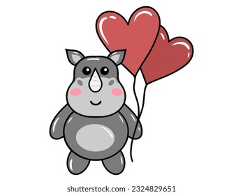 Cute Rhinoceros Cartoon Animal Illustration