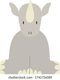 Cute rhinoceros Cartoon, Vector illustration rhinoceros on a white background. Drawing for children