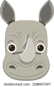 Cute rhinoceros head in flat style illustration