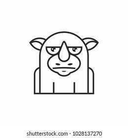 cute rhinoceros icon, thin line style, flat design