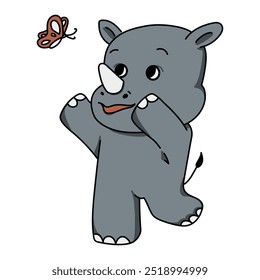 Cute Rhinoceros Illustration - 06