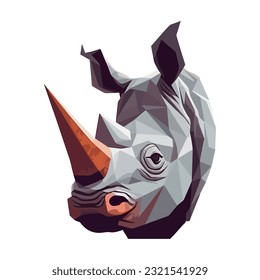 Cute rhinoceros mascot face over white