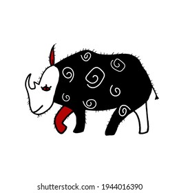 Cute rhinoceros  on a white background. For printing on textiles, wrapping paper, bags, covers and postcards, web design and printed products.