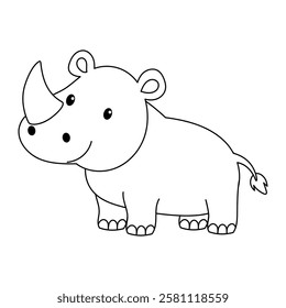 cute rhinoceros outline for coloring illustration