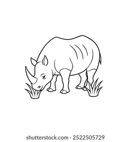 Cute Rhinoceros Vector Illustration for Kids Animal Coloring Book Design