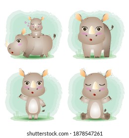 Cute rhinos collection in the children's style