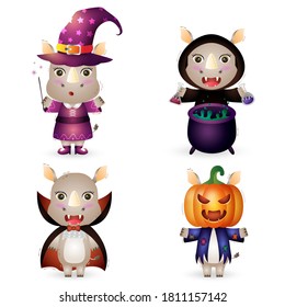 cute rhinos with costume halloween character collection