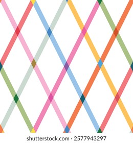 Cute rhombus seamless pattern with colorful stripes for nursery textile prints, scrapbooking, stationery, planners, wallpaper, wrapping paper, birthday decor, backgrounds, etc. EPS 10