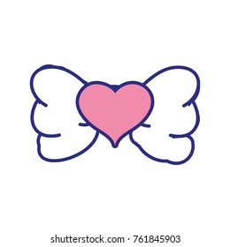 cute ribbon bow dwith heart ecoration design vector illustration