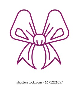 cute ribbon bow, line style icon vector illustration design