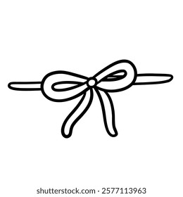 Cute ribbon bow outline illustration for Valentine's Day. It is a simple and charming design, suitable for decorating, filling the feelings of love and longing.