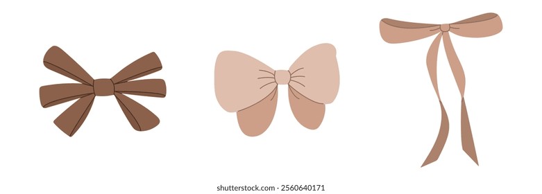 Cute ribbon bow set in trendy Mocha Mousse color