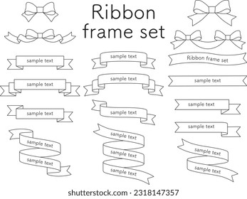 Cute ribbon frame vector illustration set