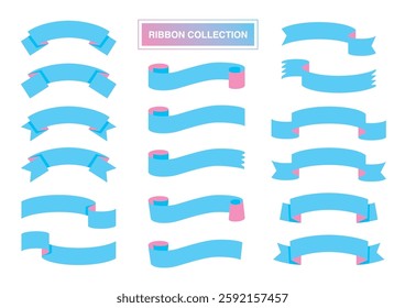 Cute ribbon material set (light blue and pink)