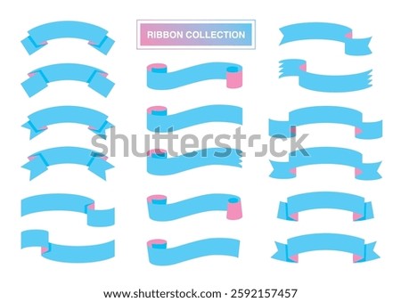 Cute ribbon material set (light blue and pink)