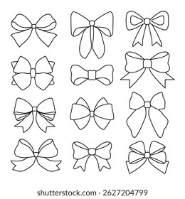 Cute Ribbon Outline Vector Illustration