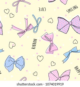 Cute ribbon seamless patterns for kids.