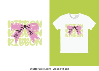 Cute ribbon t-shirt design for apparel wear