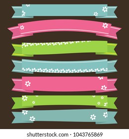 Cute ribbons banners with flower,eps10
