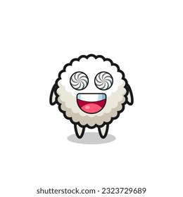 cute rice ball character with hypnotized eyes , cute style design for t shirt, sticker, logo element