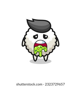 the cute rice ball character with puke , cute style design for t shirt, sticker, logo element