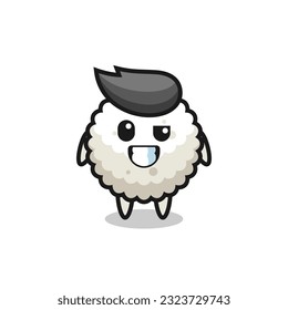 cute rice ball mascot with an optimistic face , cute style design for t shirt, sticker, logo element