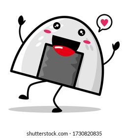 Cute rice ball mascot vector design