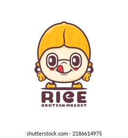 cute rice cartoon mascot. plant seed vector illustration. isolated on a white background