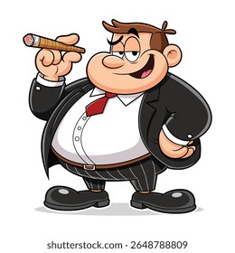 Cute Rich Businessman Vector Illustration 