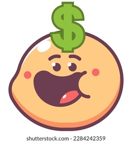 Cute rich emoticon with money sign vector cartoon icon isolated on a white background.