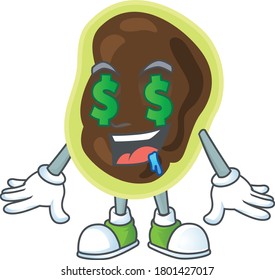 Cute rich firmicutes mascot character style with money eyes. Vector illustration