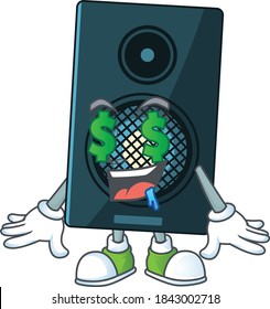 Cute rich sound system mascot character style with money eyes. Vector illustration