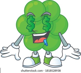 Cute rich staphylococcus aureus mascot character style with money eyes. Vector illustration