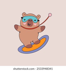 Cute rides a skateboards. Trendy vector illustration.