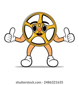 cute rims character mascot icon, editable vector hand drawn