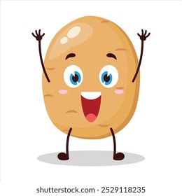 Linda mano de aumento feliz expresión de personaje de dibujos animados de papa